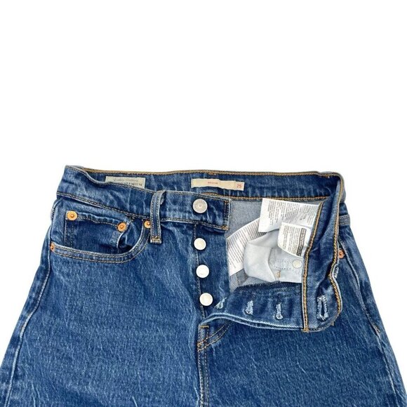 Levi's Premium Wedgie Jeans Stretch Denim Button Fly Medium Wash size 25 - Picture 3 of 9